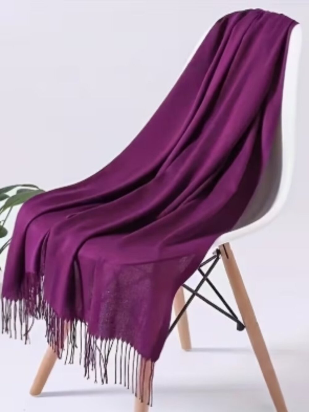 New Women's Ultra Soft, Lightweight Tassel Semi-Sheer Scarf/Wrap in Purple